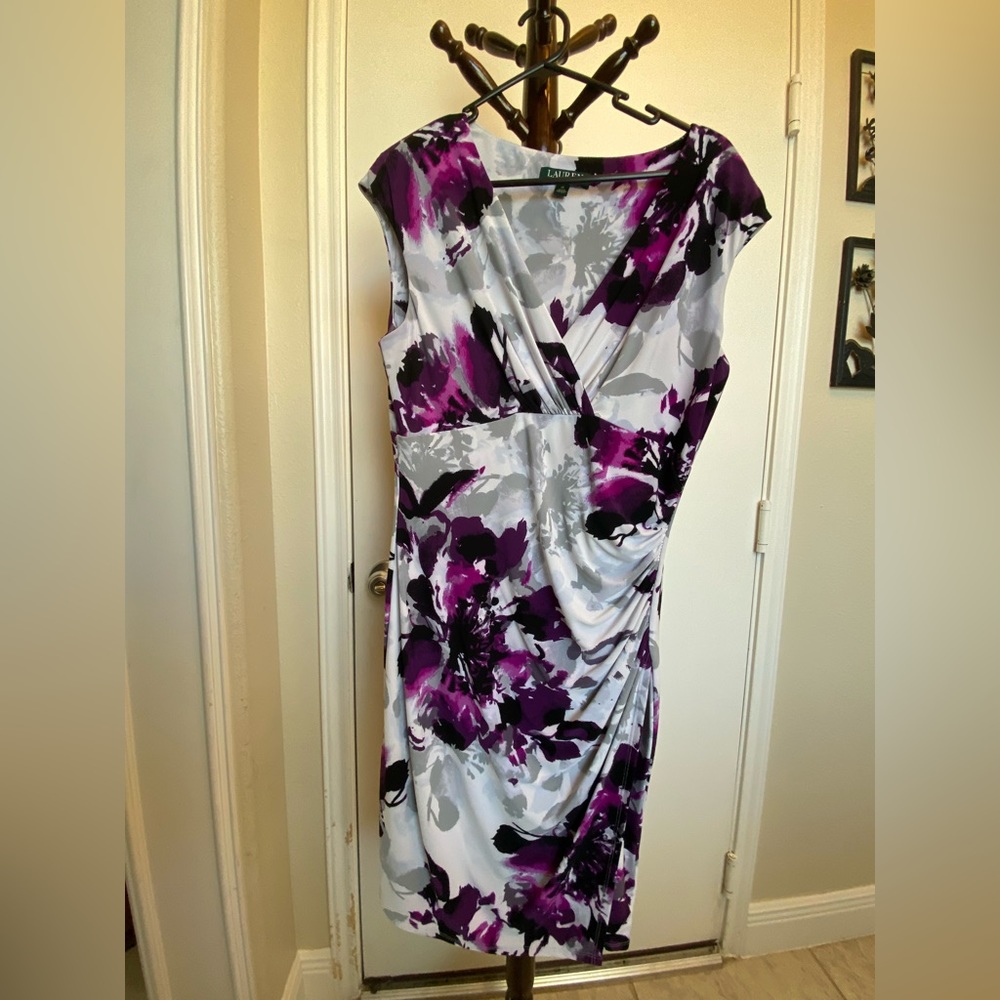 Lauren purple, grey dress. Size 12